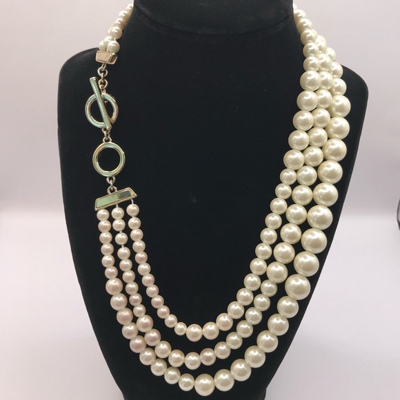 Anne Klein Triple Layer Faux Pearl Necklace - Picture 5 of 10
